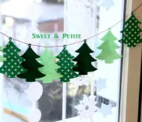 在飛比找Yahoo!奇摩拍賣優惠-PR381❤簡潔圓點小樹造型不織布掛飾組❤9P 聖誕節居家吊
