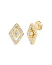 Roberto Coin 18K Yellow Gold Diamante Diamond Frame Stud Earrings
