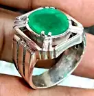 Top Quality Green Beryl Ring Sterling Silver925 Spiritual Stone Men's Ring