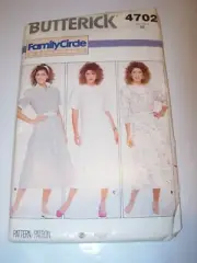 WOMENS UNCUT BUTTERICK 4702 SEWING PATTERN DROP WAIST COMFORT DRESS SIZE 16