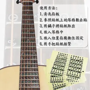 音階貼紙 木吉他 電吉他 電貝斯 bass 烏克麗麗 初學者必備 學習效果加倍 [唐尼樂器] (10折)