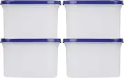 [Cutting EDGE] Anti Microbial Seal, Anti Bacterial Protection Storage Containers Set Oval, Modular Kitchen, for Flour, Cereals, Snacks, Stackable, BPA Free, Modular, 1200ml, Set of 4, Navy Blue