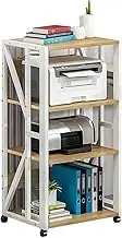 Adjustable Printer Stand,Desk Fax Machine Stand with Wheels,Multiple Wood Layers Partition Storage Shelves,for Fax Machine Scanner(White,50x40x89cm)