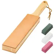 ANGERSTONE Double Side Leather Strop for Knife Sharpening - 14"x 2" Stropping