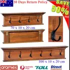 Wall Mounted Wooden Coat Rack with Shelf Clothes Hook Hat Hanger Peg 70cm/100cm