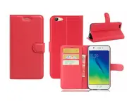 Red Premium Leather Wallet Case Cover For Oppo AX5