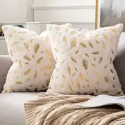 Soft Gold Leaves Christmas Decorations Pillow Covers Throw Pillow Case Home Decor