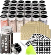 30 Glass Spice Jars 4Oz/Square Spice Bottles with 703 Spice Labels, Empty Spice