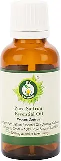 Saffron Essential Oil | Crocus Sativus | Saffron Oil | For Hair | For Cooking | For Face | For Skin | 100% Pure Natural | Steam Distilled | Therapeutic Grade | 5ml | 0.169oz By R V Essential