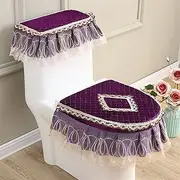 ALAGPNPMZH 3pcs Toilet Seat Cover Decorative Tank Cover Purple Blue Toilet Case Bathroom Washable Closestool Seat Cover Toilet seat(Reddish Purple)