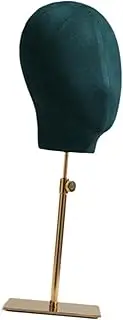 Oshhni Mannequin Head Stand Manikin Head Display Stand,Fashion Model Holder,Adjustable Height for Hats Headband Multipurpose Utility, Green Gold