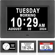 Jaihonda Dementia Clocks for Seniors,7 Inch Clock with Day and Date for Elderly,12 Alarms Option,Auto Dimmable,Large Display Digital Clock with Large Number