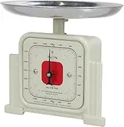 Kitchen Scale, Ivory, 4.4 lbs (2 kg), Cooking Scale, Meter, Retro American, Height 6.9 inches (17.5 cm), Width 6.7 inches (17 cm), Depth 3.7 inches (9.5 cm), Measuring Plate Diameter 7.5 inches