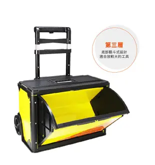 【三層組合工具車(黑)】工具箱手拉車 拉桿工具箱推車 工具收納箱 多功能三層组合式 (8.7折)