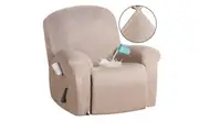 Premium Stretch Suede Recliner Chair Covers Non Slip Reclining Chair Slip Covers Feature Water Repellent And Machine Washable, Sand