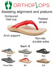 Ladies Shoes ACTIV Orthotic Thongs 6 colours Arch Support Thongs Size 5-12 NEW✅