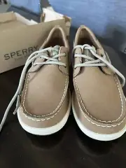 Brand New Sperry Fairwater Plushwave Unisex Sz 5 Big Kid Tan Boat Shoes