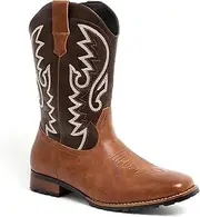 [Metrocharm] Men's Cowboy Western Embroidered Square Toe Boots WESTERN-03