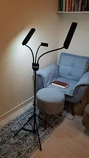 Beauty Light Dual Arm Portable LED Light with Tripod, USB Port, Phone Holder, HD Adjustable 3200K-5800K Color Temperature, for Eyelash Extension, Tattoo, Makeup,Live Streaming