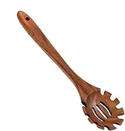 Pasta Spoon - 12.6 Inch Spaghetti Spoon | Wooden Cooking Spoon | Kitchen Noodle Spoon Spaghetti Tongs | Long Handle Wooden Ladles | Non-Stick Pasta Fork | Pasta Pronged Spoon for Serving Pasta