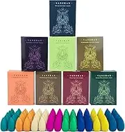 80 Pcs Backflow Incense Cones 8 Mixed Natural Scents Sandalwood Rose Green Tea Lavender Osmanthus Jasmine Ocean Apple (Incense Cones)