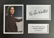 NICOLA WALKER HAND SIGNED WHITE CARD IN A4 UNFORGOTTEN MOUNT DISPLAY