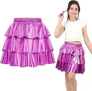 [ERDEM KIDS] Girls Metallic Skirt 3-Layer Ruffle Sparkly Shiny Dance Party Skirt