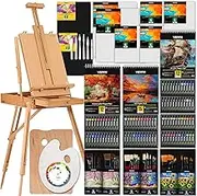 VISWIN All-in-One Artist Painting Set with French Easel, 151 Pcs Painting Kit for Adult, 96 Colors Oil, Watercolor & Acrylic Paint Set, Painting Pad, Stretched Canvas, Palette, for Beginner, Student