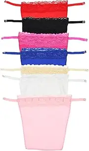 [SKHAOVS] 7 pcs Clip-On Mock Camisole Bra Inserts,Camisole with Built in Bra,Lady Lace Clip-on Mock Camisole Bra Insert Overlay Modesty Panel Vest,lace Insert for Low Cut Dress