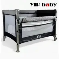 在飛比找momo購物網優惠-【YIP baby】雙層嬰兒床/遊戲床/可攜式/床邊床(含防