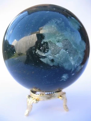 Bloodstone 7.7cm 606g Crystal Ball Orb Sphere with Gold Stand Strength (BL008)