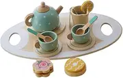 Kisangel 1Set Wooden Tea Set for Role Play Pretend Play Food with Cups Accessories for Boys for Afternoon Tea Fun and Birthday Parties