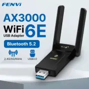 Wifi 6E AX3000 USB Adapter Bluetooth 5.2 Tri Band 2.4G/5G/6Ghz Wifi6 Network Car