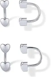 [PAVOI] 14K Gold Plated Sterling Silver Posts Double Half Huggie Earring Pack for Women - Gold Statement Loop Hoop Earring Set - Heart Ball Cubic Zirconia Studs