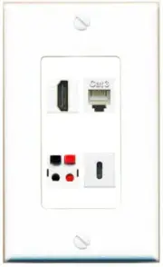 [4 Ports] HD PHONE SPEAKER USBC Wall Plate DecorZ White