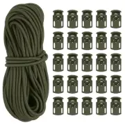 2 Pack 10 Yard Elastic Bungee Cord & Single Hole Cord Lock, Army Green