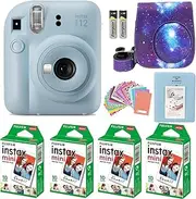 [Fujifilm] Instax Mini 12 Instant Camera Pastel Blue with Film Value Pack (40 Sheets) + Accessories Including Galaxy Carrying Case Strap, Photo Album, Stickers (Pastel Blue), Compact