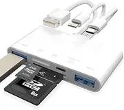 USB C SD Card Reader for Lighting and Type C USB Port, Portable Micro SD Card Reader Adapter for USB TF SD Port for iPad/MacBook Pro/Air/Laptop/Galaxy