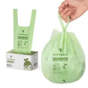 1.6 Gallon Handle Tie Compostable Food Scrap Bags For Counter Top Compost Bin...