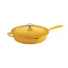Enameled Cast Iron Skillet with Lid, 12-inch Frying Pan, Sunrise