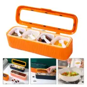 4 Grid Kitchen Seasoning Box Condiment Sugar Salt Storage Container Spice Jar