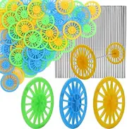 60PCS Plastic Project Wheels with 2mm Hole and 30PCs Shaft Rods,100mm Round Rod Axles for Science Engineering Car STEM Projects RC Truck Boat Helicopter Model