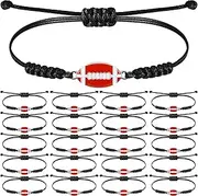Sureio 20 Pcs Football Bracelets Football Gifts Bulk Unisex Sports Bracelets Adjustable Charm Bracelet Braided Rope Bracelet for Women Men Teens Sport Team Players Football Party Favors