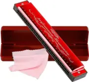 Harmonica Mouthorgan Harp Armonica 24 Hole Polyphony Diatonic Mouth Organ red