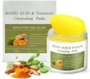 50PCS Turmeric Kojic Acid Cleansing Pads Turmeric Exfoliating Face Scrub Pads For Deep Cleansing Oil Control Shrink Pores Mild Formula for All Skin Types
