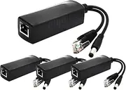 ANVISION 4-Pack 12V DC Output Active PoE Splitter Adapter IEEE 802.3af 10/100Mbps IP Camera Wireless AP Router Voip Phone AV-PS12