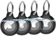 SEVROK IPX8 Waterproof AirTag Holder Keychain Case, Apple Air Tag Accessories, Solid Full-Body Protection Anit-Sratch Clear Shell, Works with Keychain, Bags, Dog Collar, Luggage and More, 4 Pack