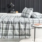 Park Avenue 175GSM Cotton Flannelette Single Fitted Sheet Set Heathered Plaid