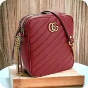 Gucci Diagonal Shoulder Bag Women s GUCCI Leather Italian 550155 Red Bag