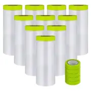 Pre-Taped Masking Film-55inx65ft Tape and Drape Painters Paper Rolls, Plastic...